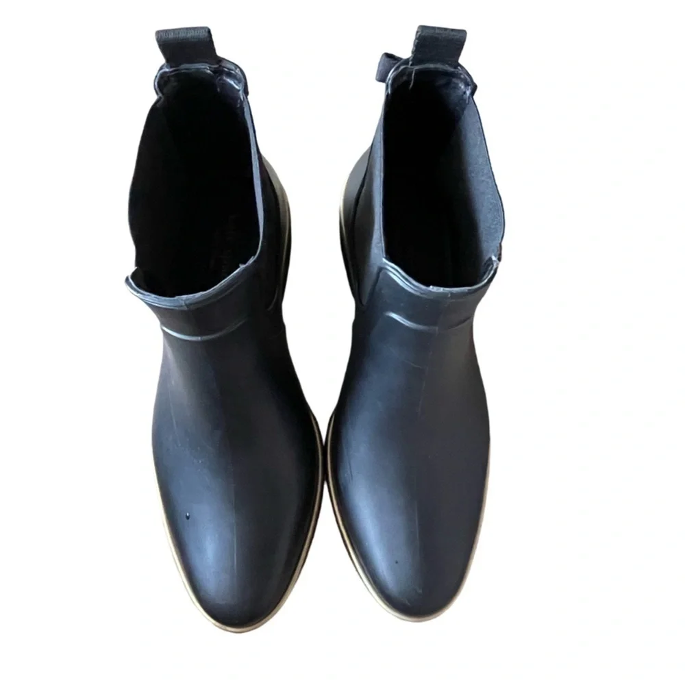 Kate Spade New York Solstice Rubber Black Rain Chelsea Boots Size 6